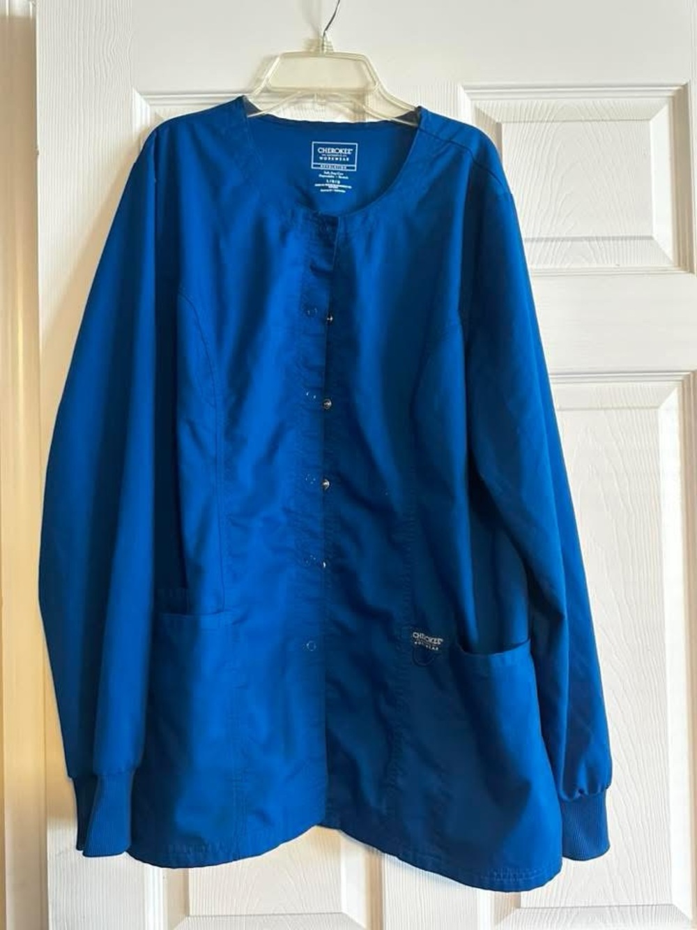 Cherokee Royal Blue Snap-Front Medical Jacket